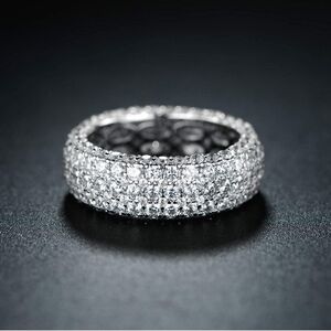 18K White Gold Eternity Diamond Ring Wide Band
